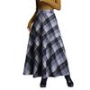 Womens Winter Plaid Long Skirt Elegant High Waist A-line Autumn Maxi Skirt with Pocket Grey M view 1