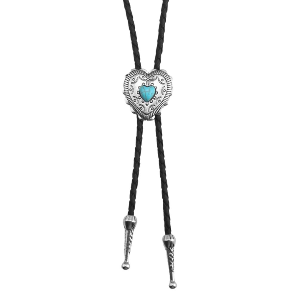 SHITINGRM Vintage Western Lariat Tie Heart Necktie Punk Lariat Necklace Costume Accessory Lariat Tie Western