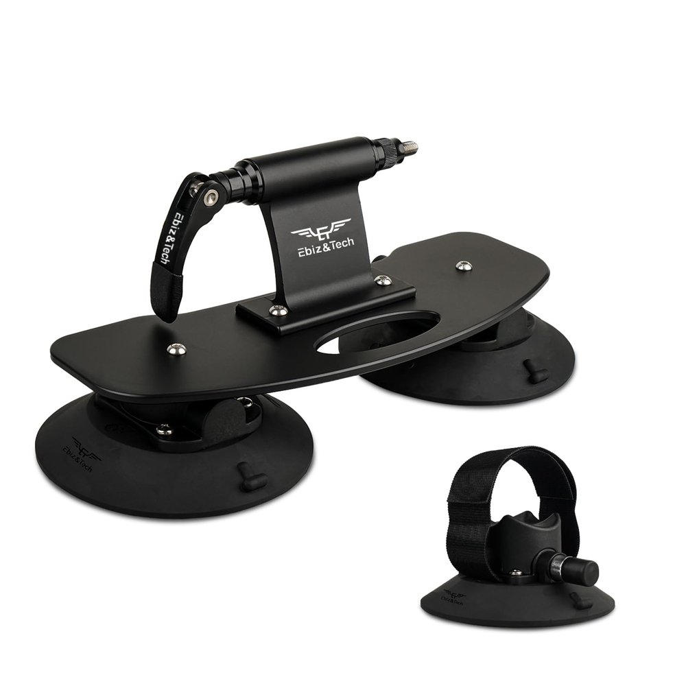 EBIZ&TECH Bike Rack for Car Roof, Quick Release Aluminium Alloy Roof Rack with Suckers for Various Vehicles, Fits Mountain & Road Bikes with Adapters with 12x100mm/15x100mm/15x110mm (Black, 3 Suckers)