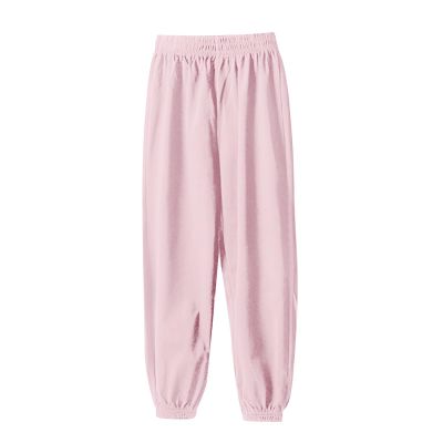 Kids Unisex Cotton Pull On Jogger Pants Solid Color Elastic Waistband Casual Sports Pants Boys Girls (Purple, 4-5 Years)