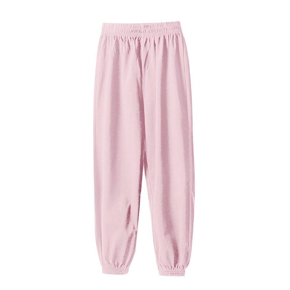Kids Unisex Cotton Pull On Jogger Pants Solid Color Elastic Waistband Casual Sports Pants Boys Girls (Purple, 4-5 Years)