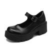 Women's Chunky Black Shoes Gothic Platform High Heels Lolita Shoes Wedge Round Toe Leather Mary Jane Pumps Oxfords Shoes view 1