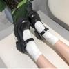 Women's Chunky Black Shoes Gothic Platform High Heels Lolita Shoes Wedge Round Toe Leather Mary Jane Pumps Oxfords Shoes view 4
