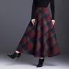 Womens Winter Plaid Long Skirt Elegant High Waist A-line Autumn Maxi Skirt with Pocket Green L view 4