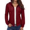 HGps8w Zip Up Hoodies for Women Long Sleeve Basic Sweatshirts Jacket 2025 Fall Winter Hooded Outerwear with Pockets view 1