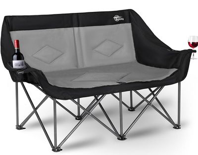 Bolosy 2 Person Camping Chair Camping Loveseat Oversized Double Folding Camping Chair Heavy Duty Two Person Camp Chair Love Seat Dou Chairs Sport Lawn Chair for Adults