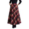 Womens Winter Plaid Long Skirt Elegant High Waist A-line Autumn Maxi Skirt with Pocket Red M view 1