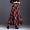 Womens Winter Plaid Long Skirt Elegant High Waist A-line Autumn Maxi Skirt with Pocket Red M view 2