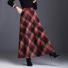 Womens Winter Plaid Long Skirt Elegant High Waist A-line Autumn Maxi Skirt with Pocket Red M view 3