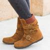 Womens Low Heel Suede Slip On Casual Ankle Boots Outdoor Side Zipper Buckle Winter Mid Calf Fashion Winter Snow Booties view 3
