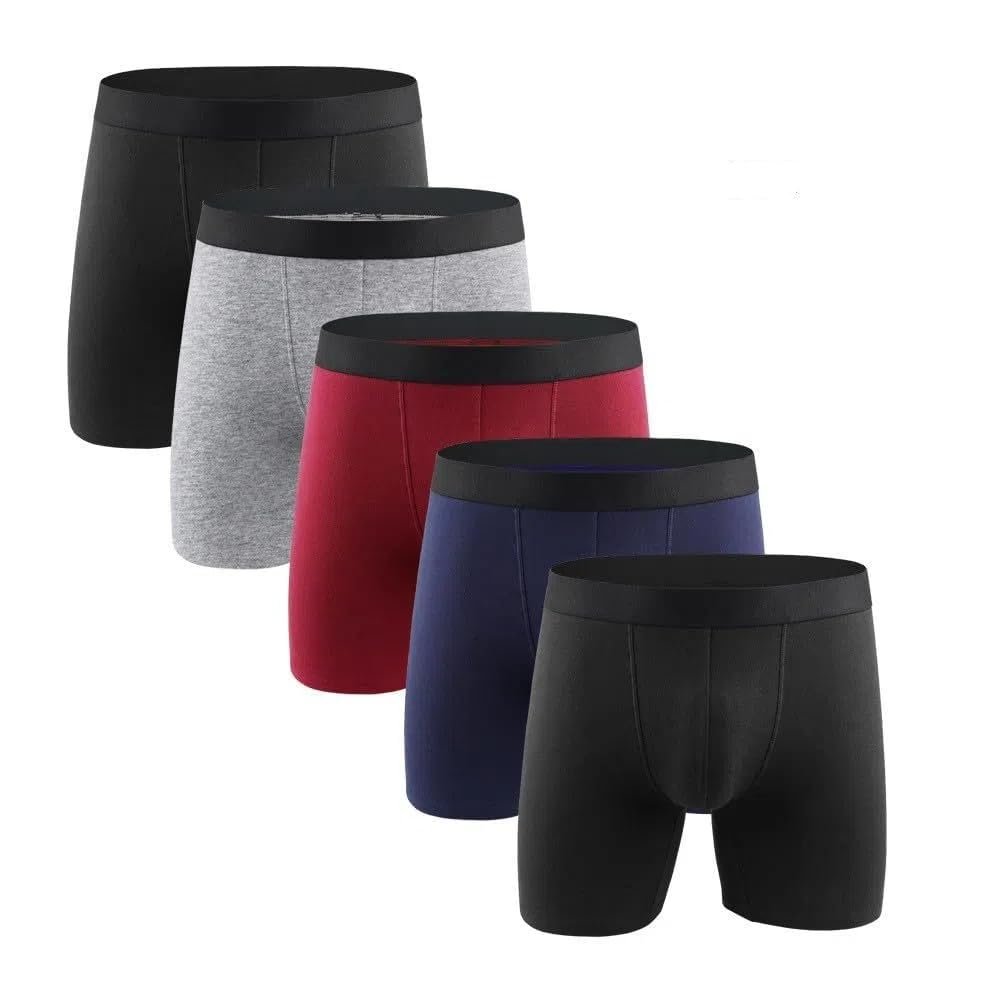 5 Pack Underwear for Men Cotton Comfortable Boxer Briefs Mens Casual Plain Boxers Moisture Wicking Sports Trunks Multicolor