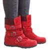 Womens Low Heel Suede Slip On Casual Ankle Boots Outdoor Side Zipper Buckle Winter Mid Calf Fashion Winter Snow Booties view 2