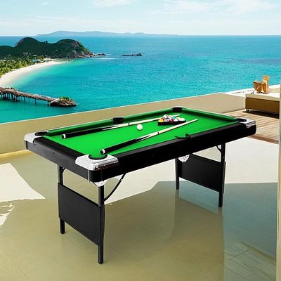 6FT Foldable Billiard Table, Green Felt Top, with Cues and Balls, for Family Game6FT Billiard Table,6FT Game Table, Billiards, Pool Table, Children's Billiard Table, Children's Pool Table