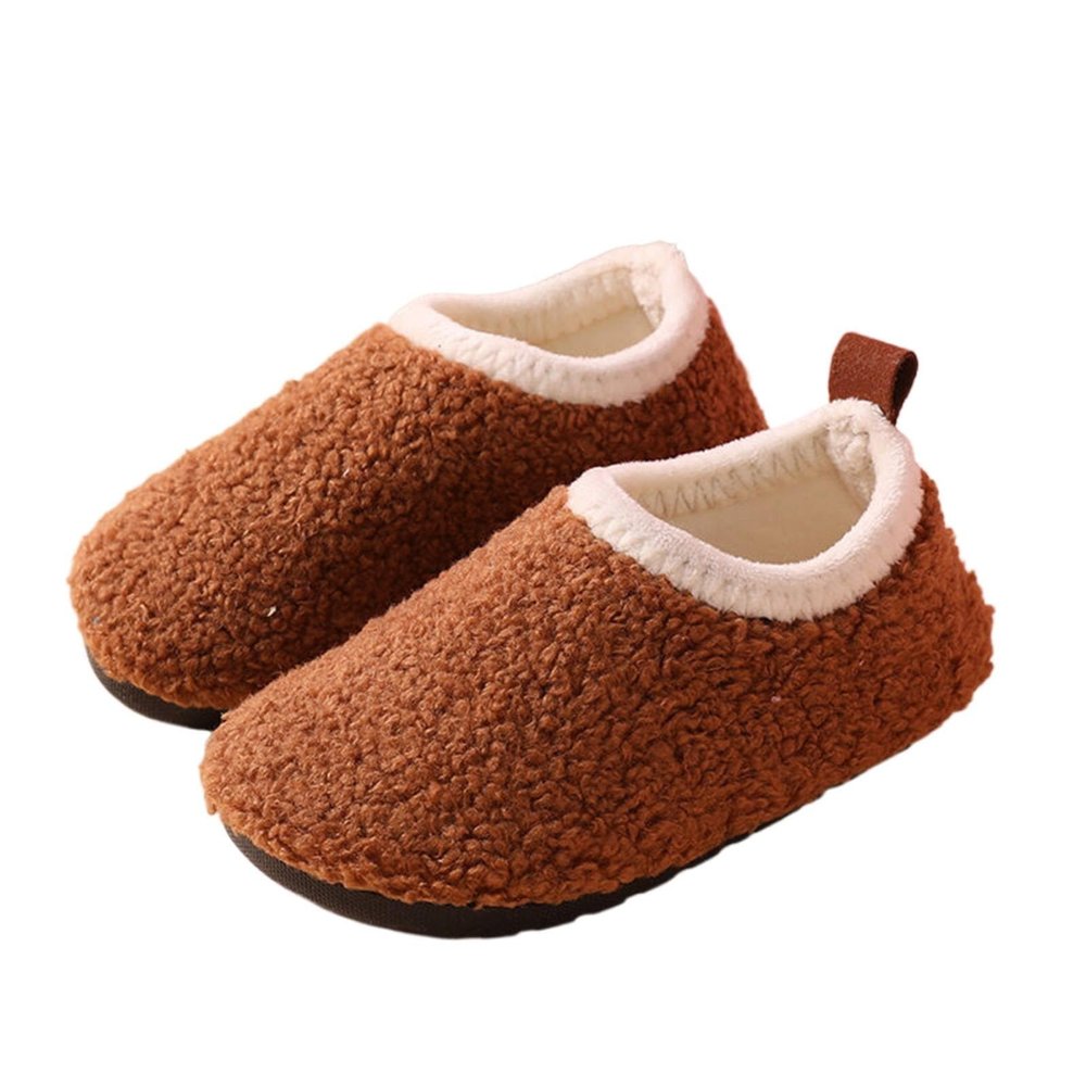 Toddler Clog Slippers Boys Girls House Slippers Warm Slipper Socks for Baby Soft Winter Walking Shoes Kid Shoes (Brown, 6.5 Infant)