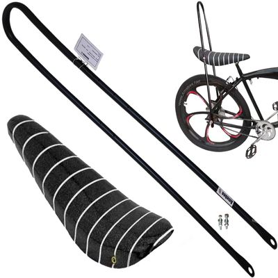 Bike Seat Long Saddle Sissy Bar High Back 38in Bicycle Seat Banana Seat Bicycle Saddle with Full U Bracket Stand Equipped Bike Kit Back Support Bicycle Fitting Replacement (Saddle Set Long U Bar)