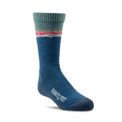 Farm to Feet Kids Missoula Light Cushion Crew Socks (Medium, Navy Rainbow Trout)
