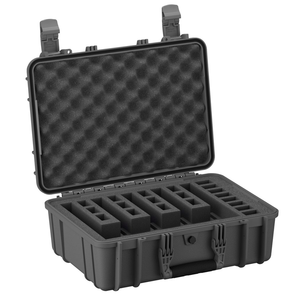 Condition 1 18" 5 Pistol Gun Case w/Pre-Cut Foam for 20 Mags  Waterproof, Lockable, TSA Approved, Stackable, Fits Optics & Lights  Gun Metal Gray, Made in USA, Model 801