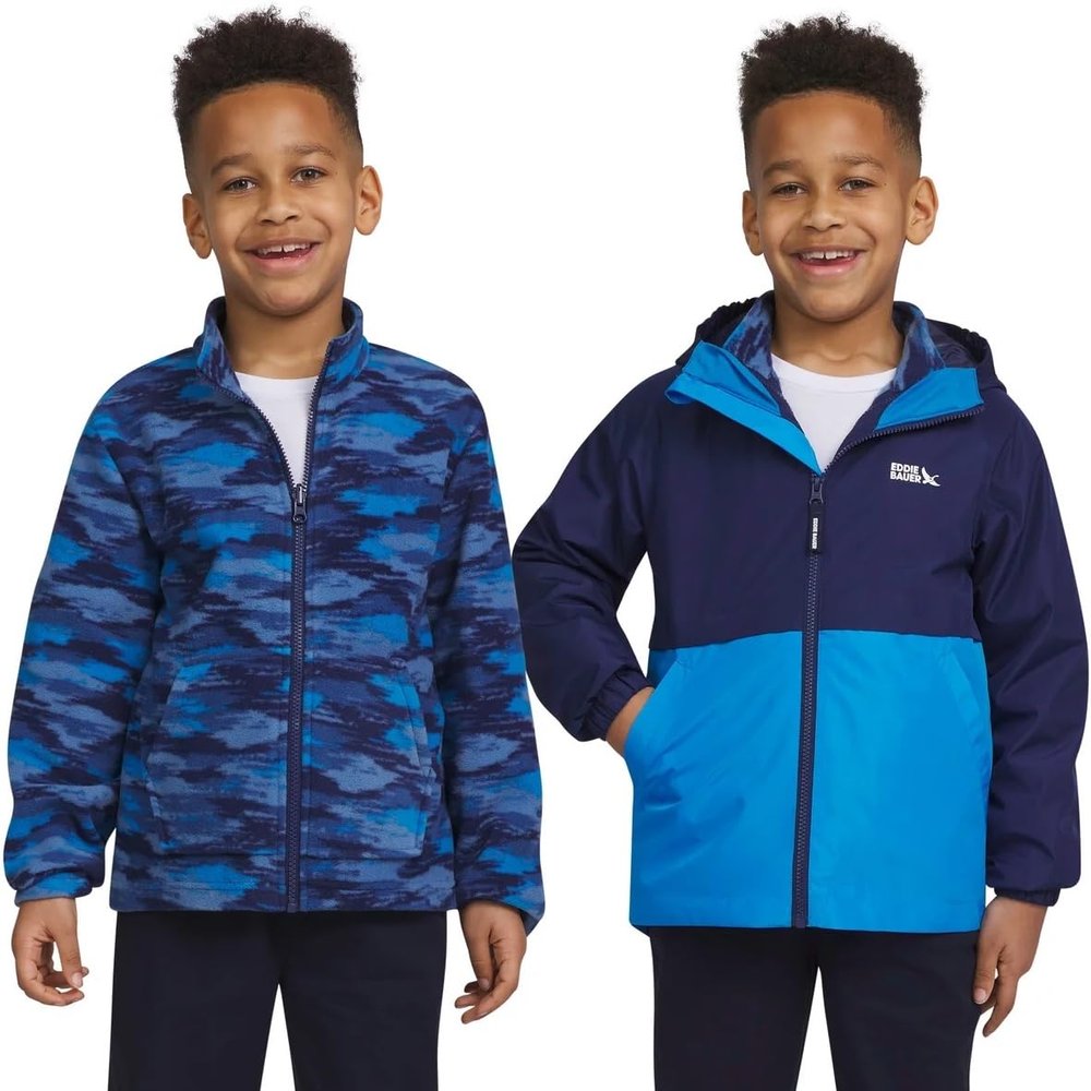 Eddie Bauer Youth Lone Peak 3 in 1 Jacket (US, Alpha, Medium, Regular, Medieval Navy Blue)