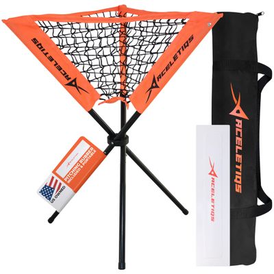 Baseball Softball Portable Batting Practice Ball Caddy, Use During Training and Drills, Save Your Back No More Bending, Holds up to 60 Baseballs, Instant Setup (3 Leg)