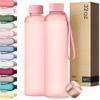 KIVY Slim Water Bottle 32oz [Lightweight & Shatterproof] Fits Backpack & Cupholder for Travel, Sports, School, Gym - Rose gold, Pink bottle no straw - Gym water bottle for women - Dishwasher Safe view 1