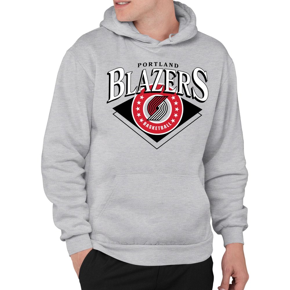 Junk Food NBA - Portland Trail Blazers - Court Classic - Officially Licensed Adult Pullover Fleece Hoodie for Men and Women Athletic Heather