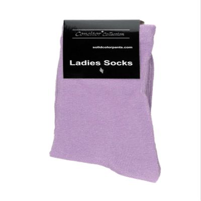 Concitor Women's Dress Socks Solid LAVENDER PURPLE Color COTTON Mid Cut Lenght Sock 1 Pair