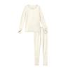 Cuddl Duds Girls Cold Weather Fleece-Lined Thermal Underwear 2-Piece Set - Kids Long Sleeve Top and Leggings Long Johns - Off White - X-Small view 4