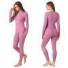 Cuddl Duds Womens Heavyweight Fleece 2 Piece Long Sleeve Thermal Underwear Set  Shirt & Leggings Base Layer for Cold Weather  Winter Clothing Long Johns Lounge Sets for Women, Mauve Pink, XL view 2