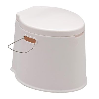 CHANGLKJ Lightweight Portable Toilet, Outdoor Camping Loo with Removable Inner Bucket and Toilet Paper Hook, 35cm Height and 100kg Load, Durable ABS Plastic Material, for Picnic, Fishing, Boating
