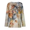 Trendy Tops for Women 2024 Plus Size Fall Nice Shirt Long Sleeve Homewear Patchwork Scoop Neck Shirts Female Orange L view 3