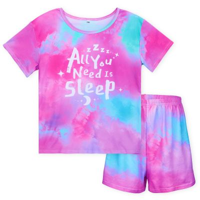 ICOSY Girls Pajamas Set for Kids Pajamas 2 PCS Short Sleeve Top and Shorts Pants for Toddler Girls Clothes Size 8-14