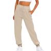 Joggers for Women Casual Baggy Fleece Sweatpants High Waisted Jogger Pants with Pockets Drawstring Cinch Bottom Sweatpants Plus Size Cotton Joggers Running Workout Pant Jogger Pants for Women A-Beige view 1