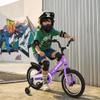 SUNCROWN Kids Bike, 14 16 18 Inch Children Bicycle, Foldable Toddler Bike for Boys & Girls Age 3-10 Years with Flash Lighting Training Wheel and Coaster Brakes, Beginners Learning Bicycle, 14" Purple view 3