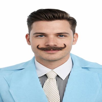 BC GOODS BY Men's Realistic Imperial Handlebar Mustache  Thick Self Adhesive Human Hair  Fake Facial Accessory for Cosplay, Roleplay, Parties & Events - Soft Black