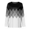Teacher Outfits for Women Curved Hem Spring Horror Shirts for Women Long Sleeve Loungewear Striped Patchwork Grey XL view 3