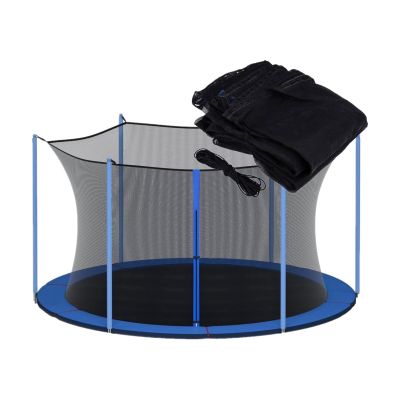FSDIYU Trampoline Safety Net Replacement, for 8 Poles Round Trampoline, Trampoline Enclosure Surround Netting with Zippers and Buckles, UV Resistant Tear Resistant, 14 FT - 8 Poles,Black