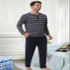 Yukiuiny Mens Pyjama Loungewear Sets Comfy Lounge Nightwear Long Sleeve Cotton Pocket Tops Plaid Pants view 3