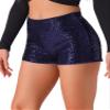 Allegra K Sequin Shorts for Women High Waist Party Night Out Concert Outfit Sparkly Mini Shorts X-Small Dark Blue view 1