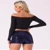 Allegra K Sequin Shorts for Women High Waist Party Night Out Concert Outfit Sparkly Mini Shorts X-Small Dark Blue view 2