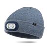 BERGWEISER LED Beanie with Light, 3 Adjustable Modes Headlamp Beanie Hat, Removable Rechargeable USB with Night Strobing for Outdoor, Blue Heather Hat for Men Women