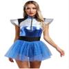 Freebily Alien Costume for Women Space Fighter Outfit Astronaut Bodysuit Leotard Tutu Dress Blue 4X-Large view 1