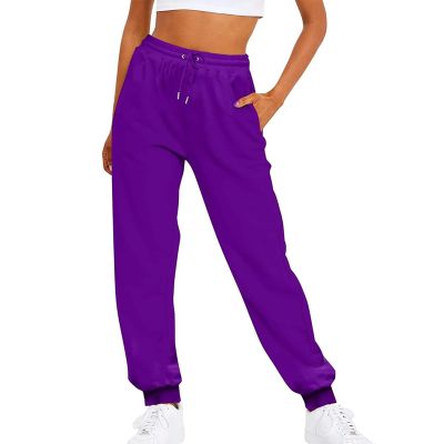Joggers for Women Casual Baggy Fleece Sweatpants High Waisted Jogger Pants with Pockets Drawstring Cinch Bottom Sweatpants Plus Size Cotton Joggers Running Workout Pants WomenJoggers