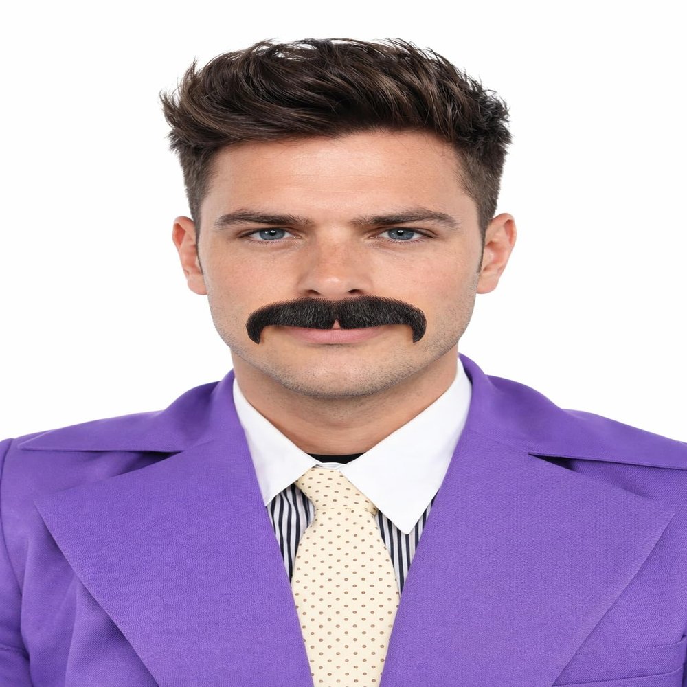 BC GOODS BY Men's Black Horseshoe Mustache Cosplay Style Facial Hair Accessory