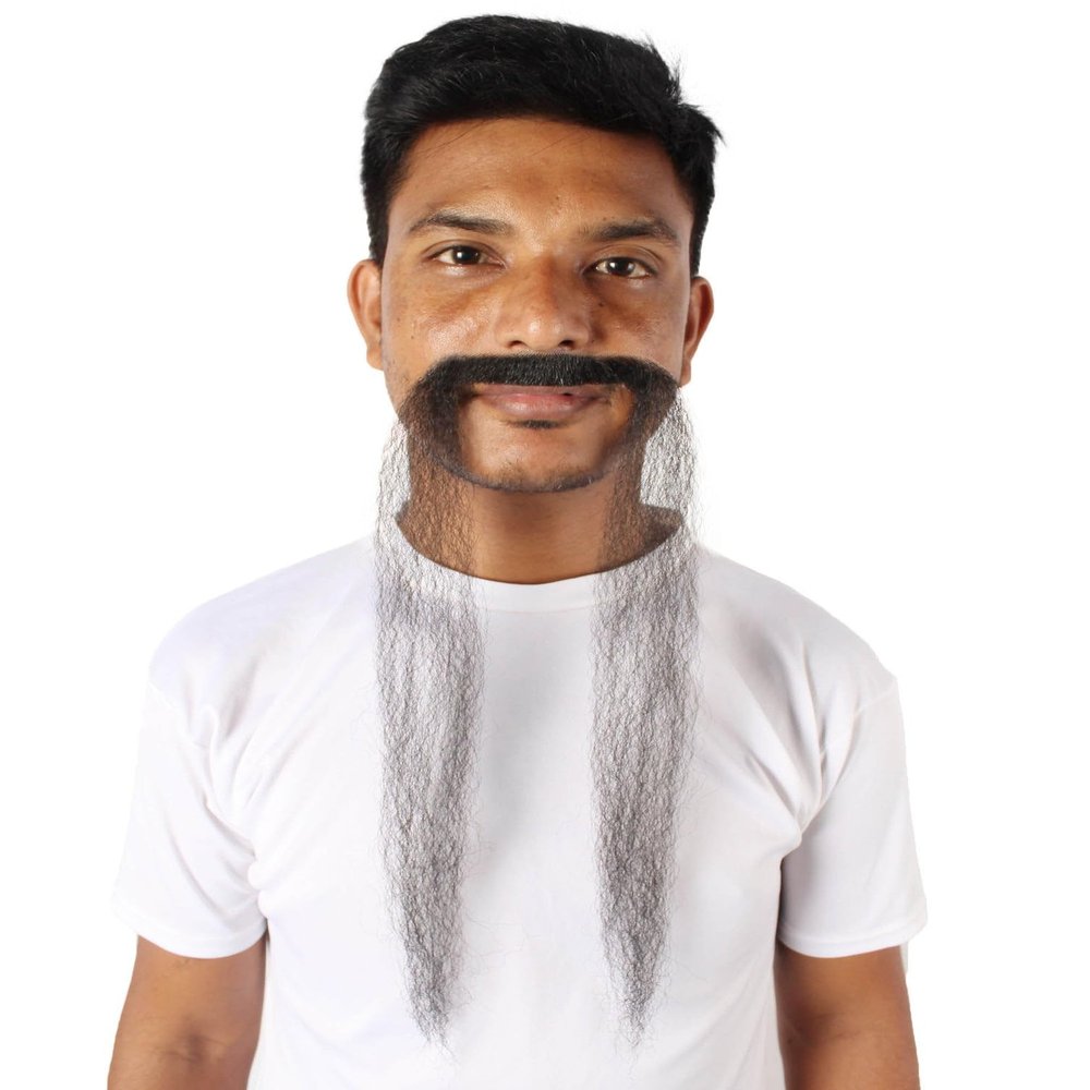 BC GOODS BY Men's Novelty Facial Hair Black Chinese Supervillain Mustache with Fake Human Hair