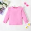 LYSMuch 1-7T Toddler Baby Girls Blouse Long Sleeve Ruffle Shirt Solid Top Clothes (3-4 Years,Pink) view 3
