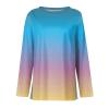 Womens Sweatshirt Country Long-Sleeved Homewear Shirts Ladie's Hem Xmas Cotton Gradient Shirt Womans Patchwork Multi S view 3