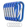 6 PCS Carabiner Keychain Clip -3" Aluminum Carabiner D Ring, Caribeener Clips, Spring Snap Hook for Keychain Clip (Blue)