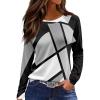 V Neck Tops for Women Basic Long Sleeve Homewear Tunic Hems New Years Comfort Slim Fit Tees for Ladies Thin Grey 3XL view 1