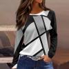 V Neck Tops for Women Basic Long Sleeve Homewear Tunic Hems New Years Comfort Slim Fit Tees for Ladies Thin Grey 3XL view 2