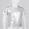 CHICTRY Kids Girls Boys Jazz Hip Hop Shiny Metallic Dance T-Shirt Music Festival Party Performance Sparkly Tops Silver 11-12 Years view 3